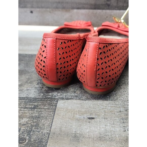 Red Princess W Bow  Roberta Flats Laser Cut Giani Bernini Casual Women's Sz 9M - Picture 5 of 8